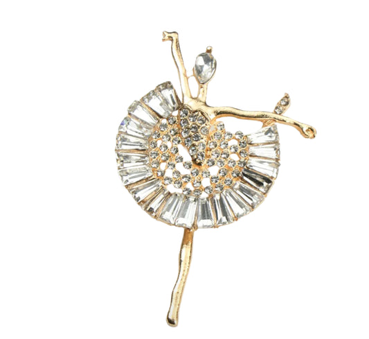 Elegante broche de ballet - dorado